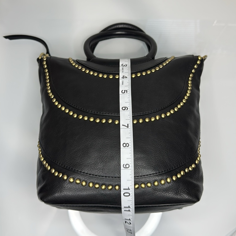Hobo Maggie black pebbled leather handbag with brass studs - Picture 11 of 14